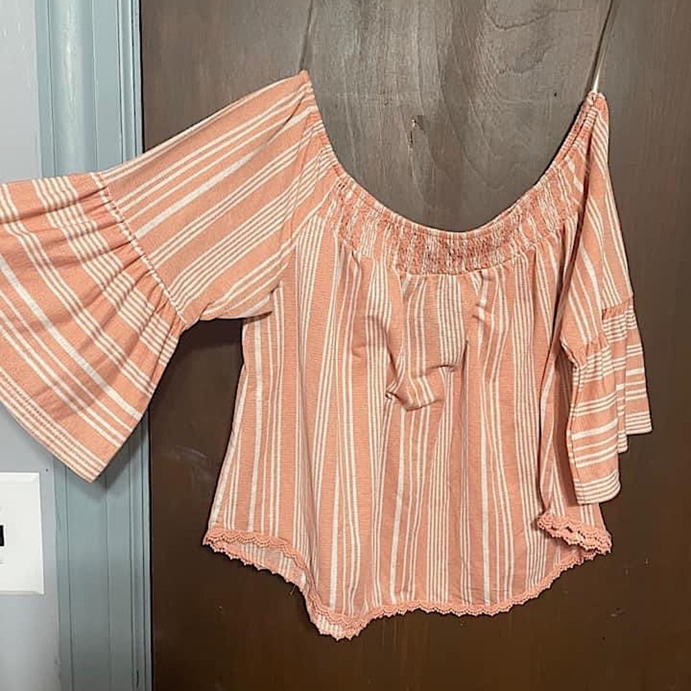 Orange off the shoulders top crop